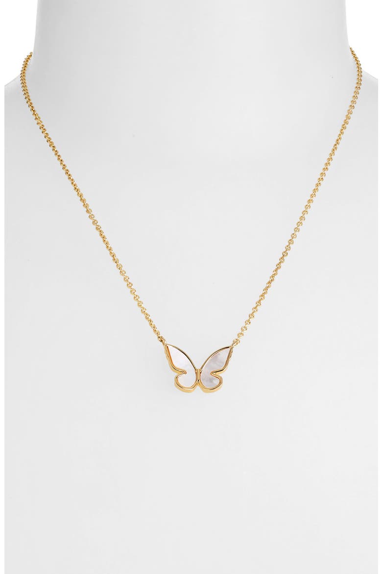 mother-of-pearl butterfly pendant necklace, Alternate, color, MOP/ GOLD