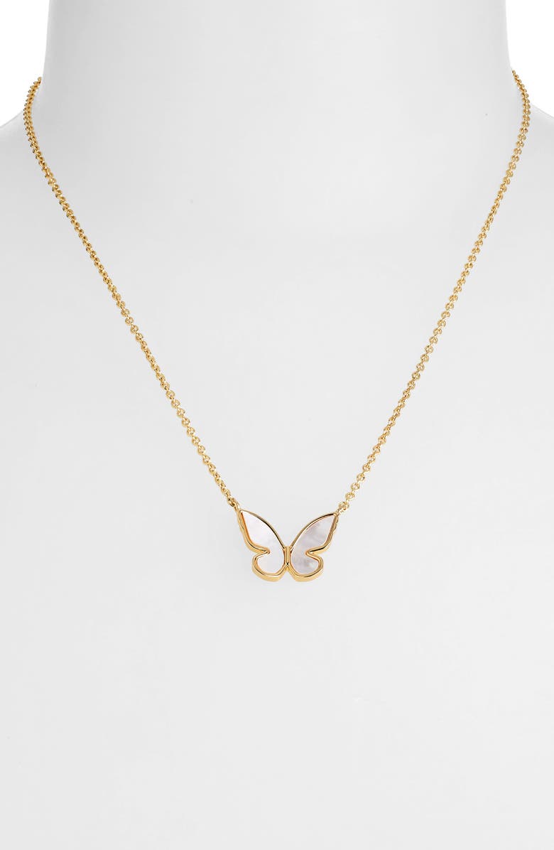 Kate Spade New York mother-of-pearl butterfly pendant necklace, Alternate, color, 