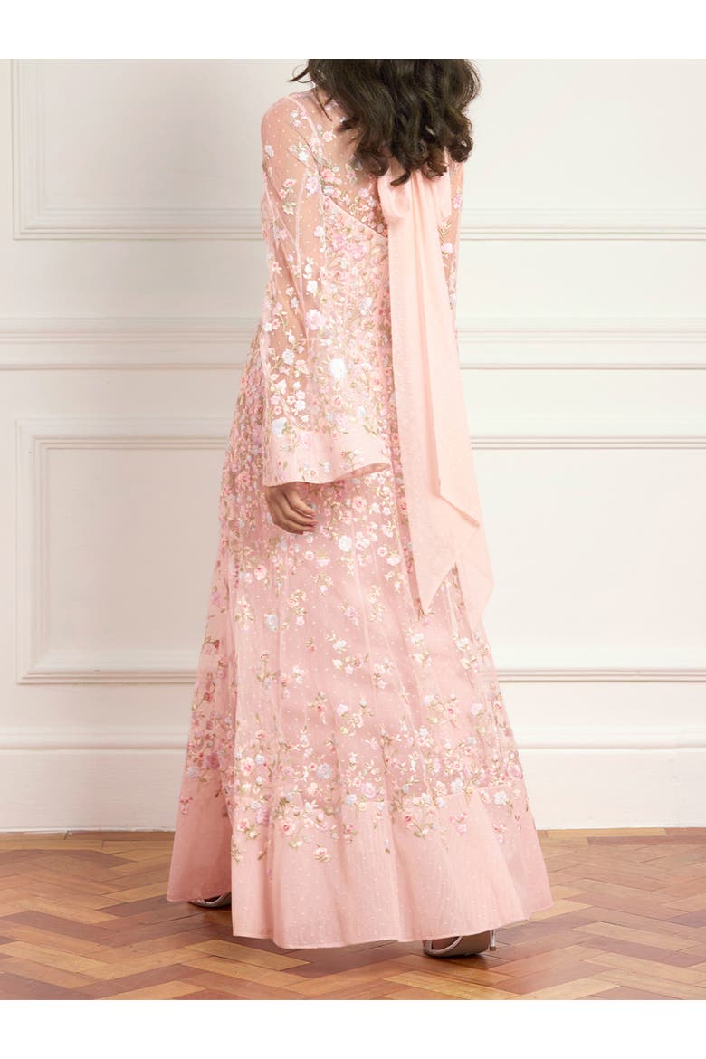 Sylvia Rose Long Sleeve Ankle Gown, Alternate, color, Peony Pink/Bright