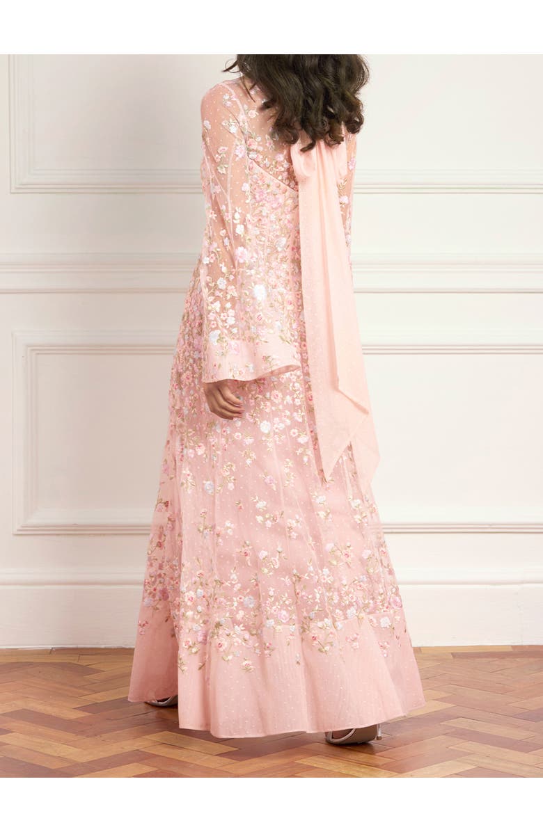 Needle & Thread Sylvia Rose Long Sleeve Ankle Gown, Alternate, color, Peony Pink/Bright