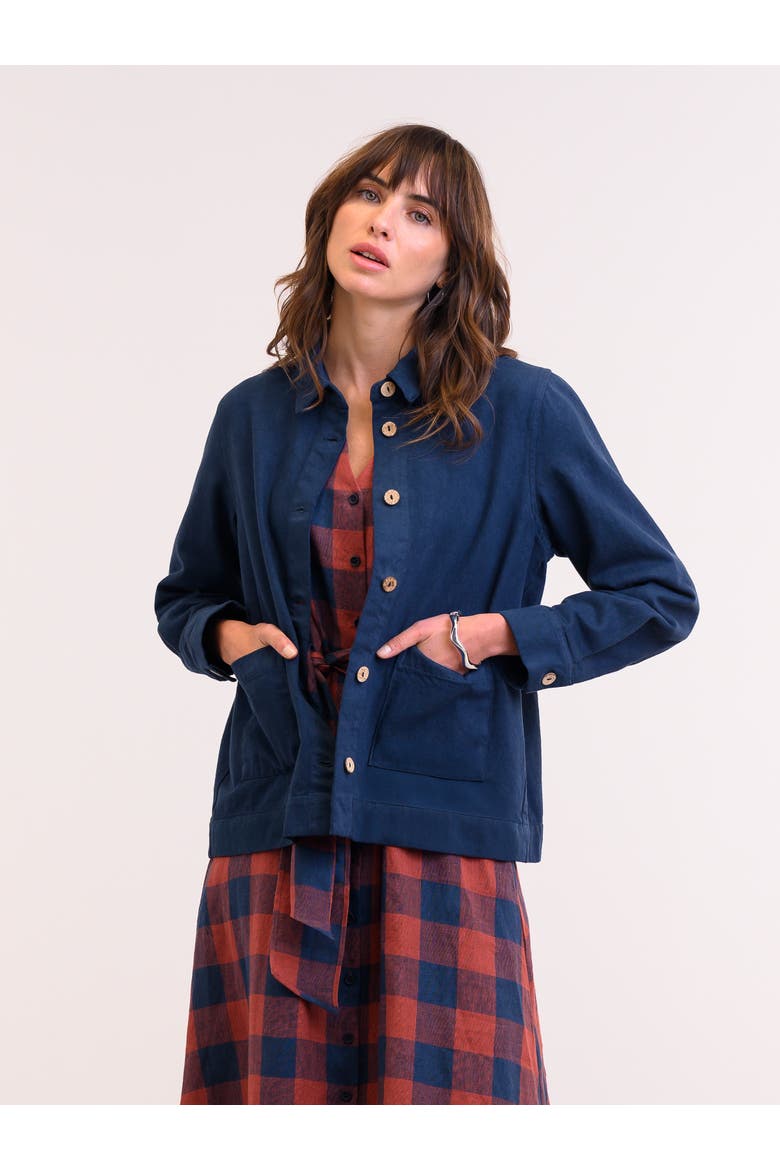 Check Tie Front Midi Shirt Dress, Alternate, color, RUST / NAVY CHECK