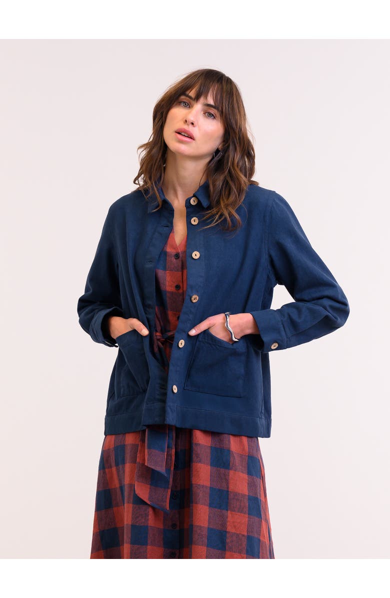 Celtic & Co. Check Tie Front Midi Shirt Dress, Alternate, color, Rust / Navy Check