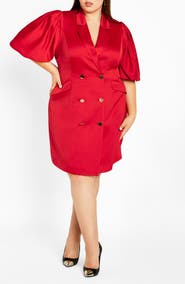 City Chic Julissa Short Sleeve Satin Blazer Dress