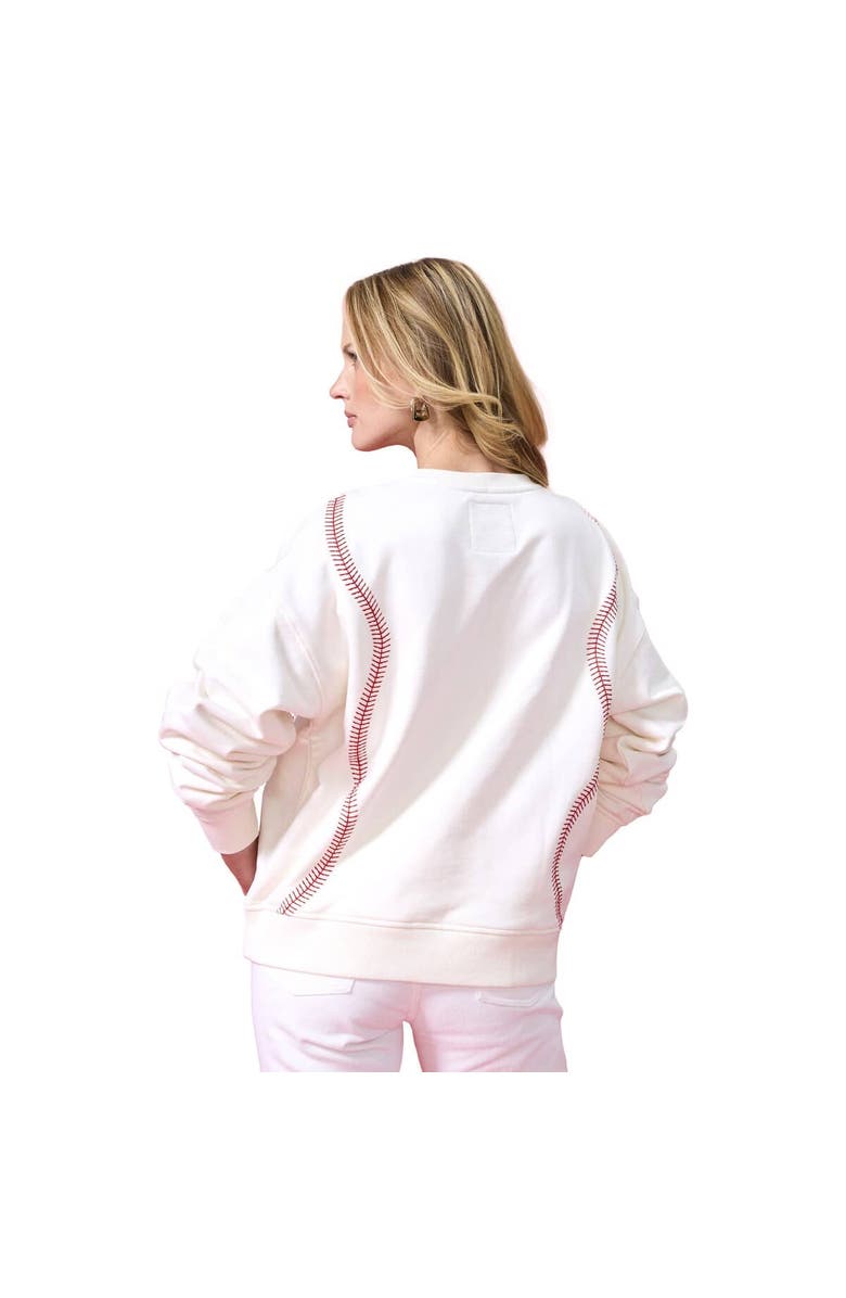 Terez Women's Terez Cream Philadelphia Phillies Baseball Stitch Pullover Sweatshirt, Alternate, color,