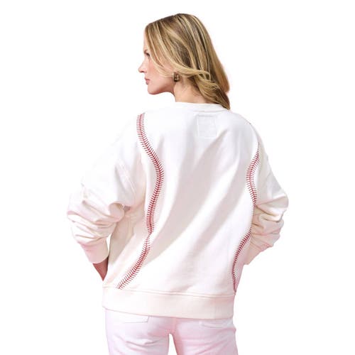 Terez Cream Philadelphia Phillies Baseball Stitch Pullover Sweatshirt In Pink