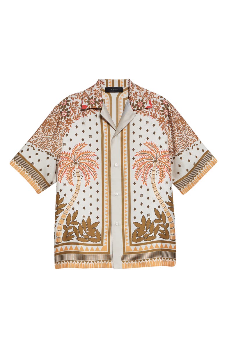 AMIRI Palm Tree Silk Bowling Shirt, Alternate, color, 