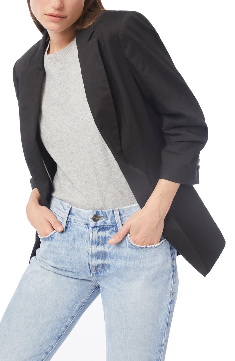 FRAME Pleat Boyfriend Blazer, Main, color,
