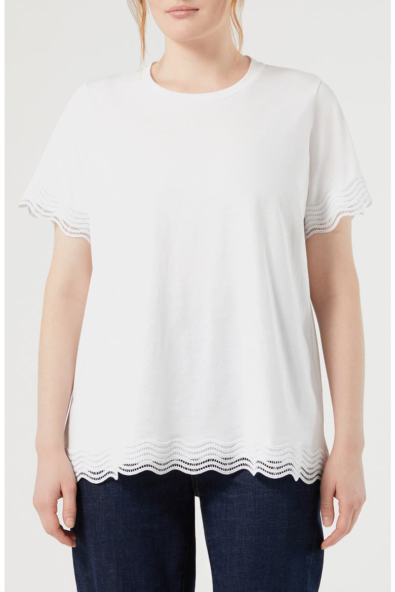 Sebano Scallop Lace Trim T-Shirt, Main, color, OPTICAL WHITE