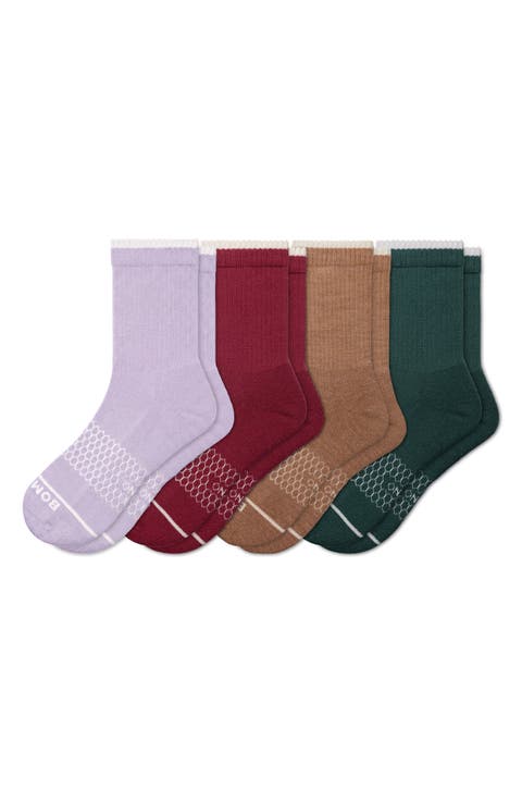 4-Pack Merino Wool Blend Half Calf Crew Socks