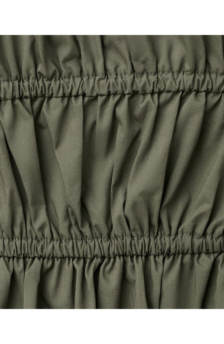MANGO Smocked Poplin Midi Dress, Alternate, color, Khaki Green