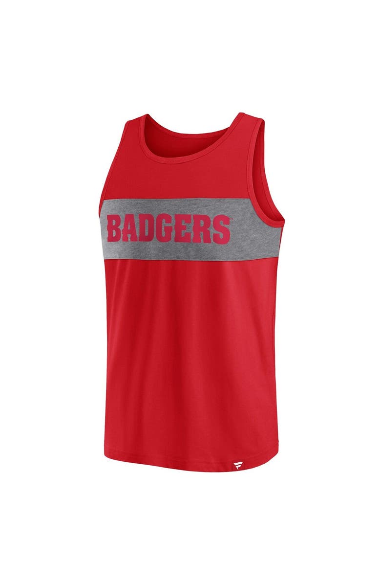 FANATICS Men's Fanatics Branded Red Wisconsin Badgers Perfect Changeover Tank Top, Alternate, color,