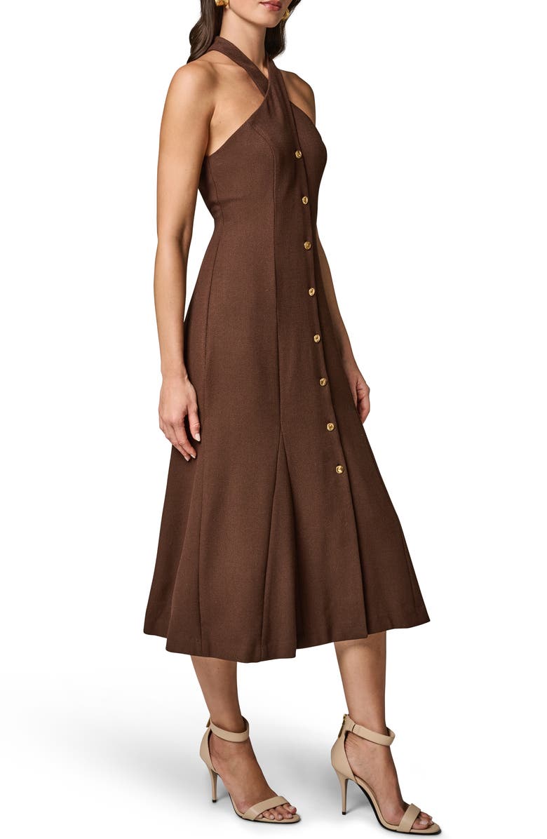 Donna Karan New York Halter Midi Dress, Alternate, color, Canyon
