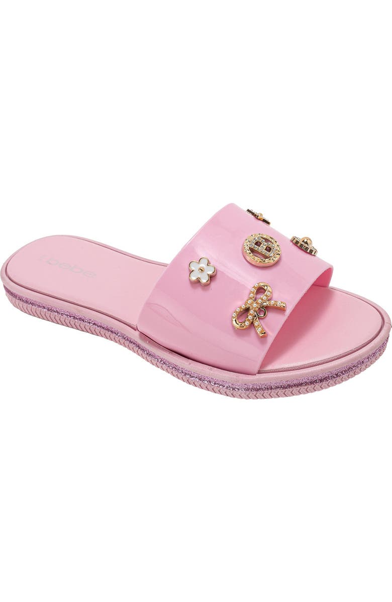 bebe Charm Slide Sandal, Main, color, Light Pink
