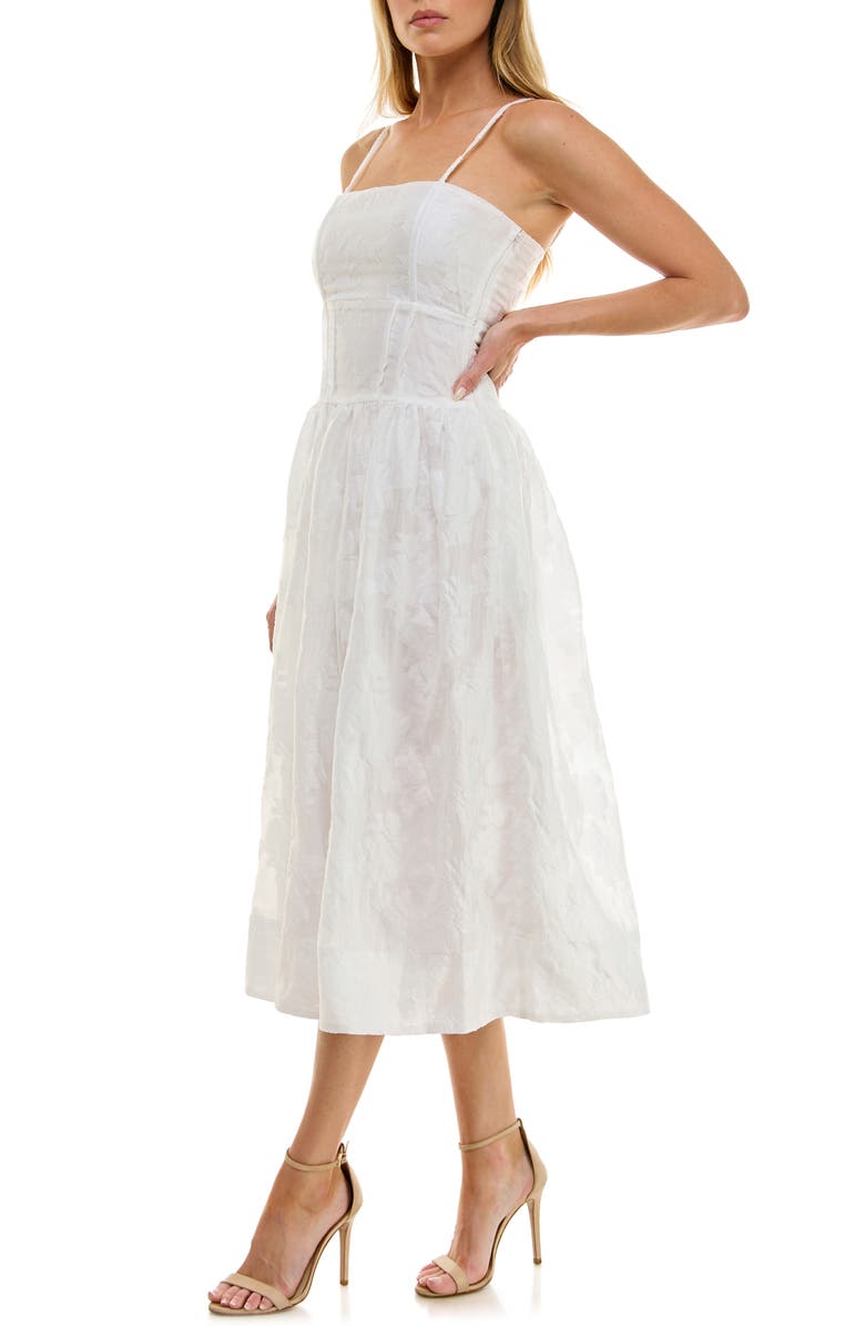 Socialite Jacquard Midi Sundress, Alternate, color, White