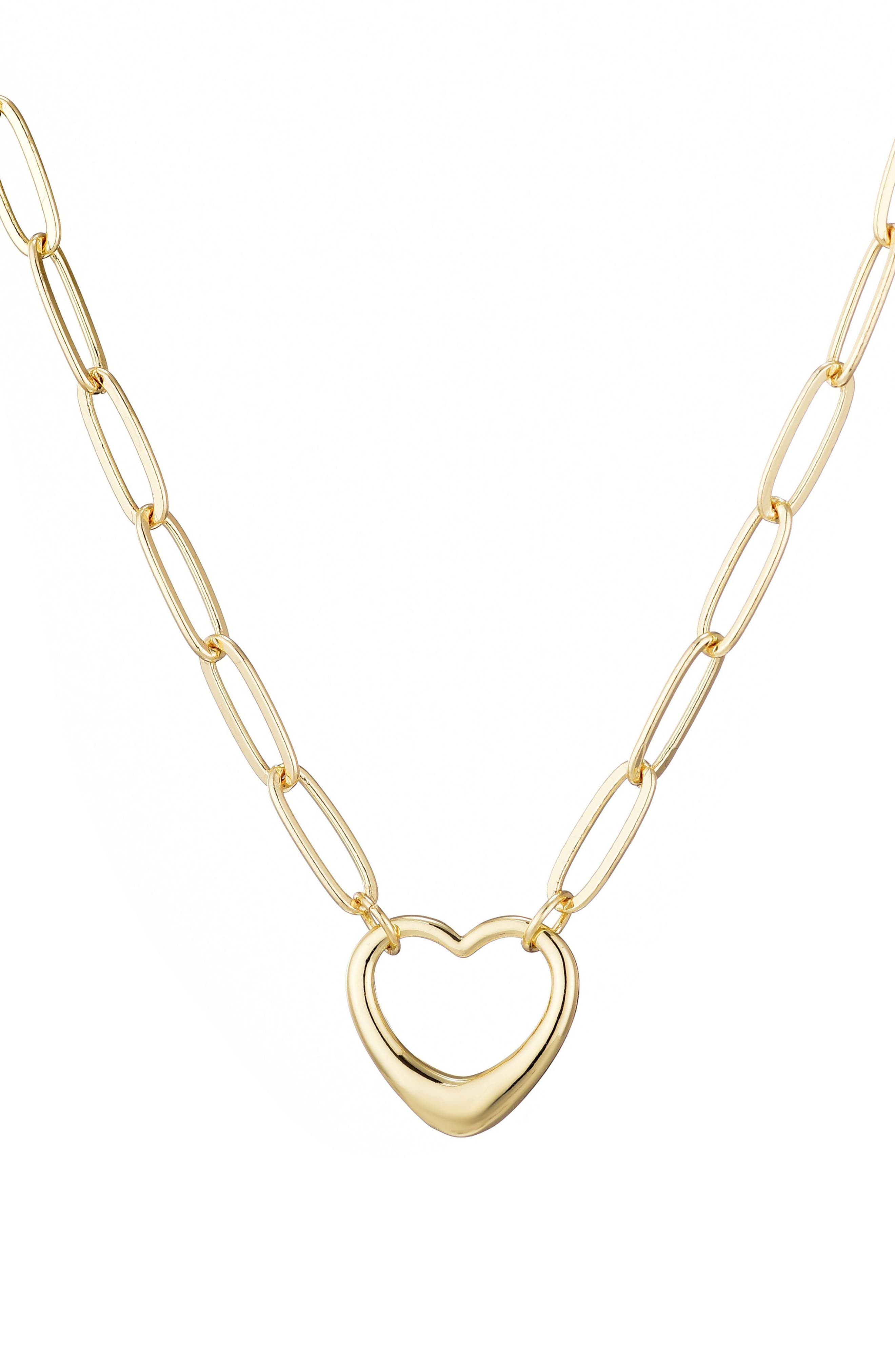 Adornia Paperclip Chain Heart Pendant Necklace