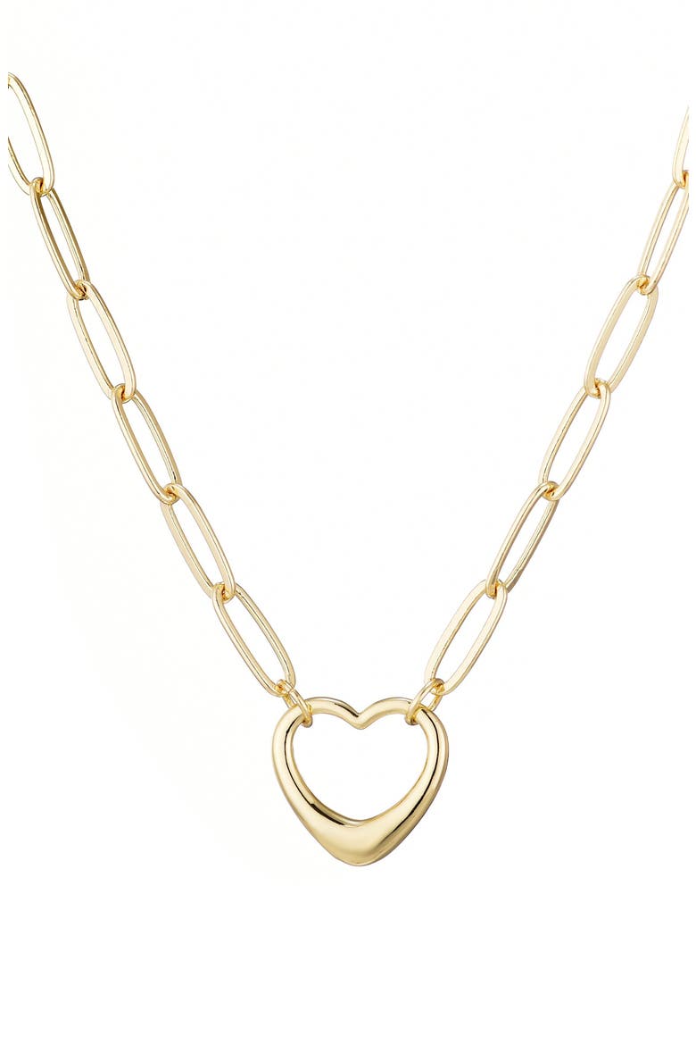 Paperclip Chain Heart Pendant Necklace, Main, color, GOLD