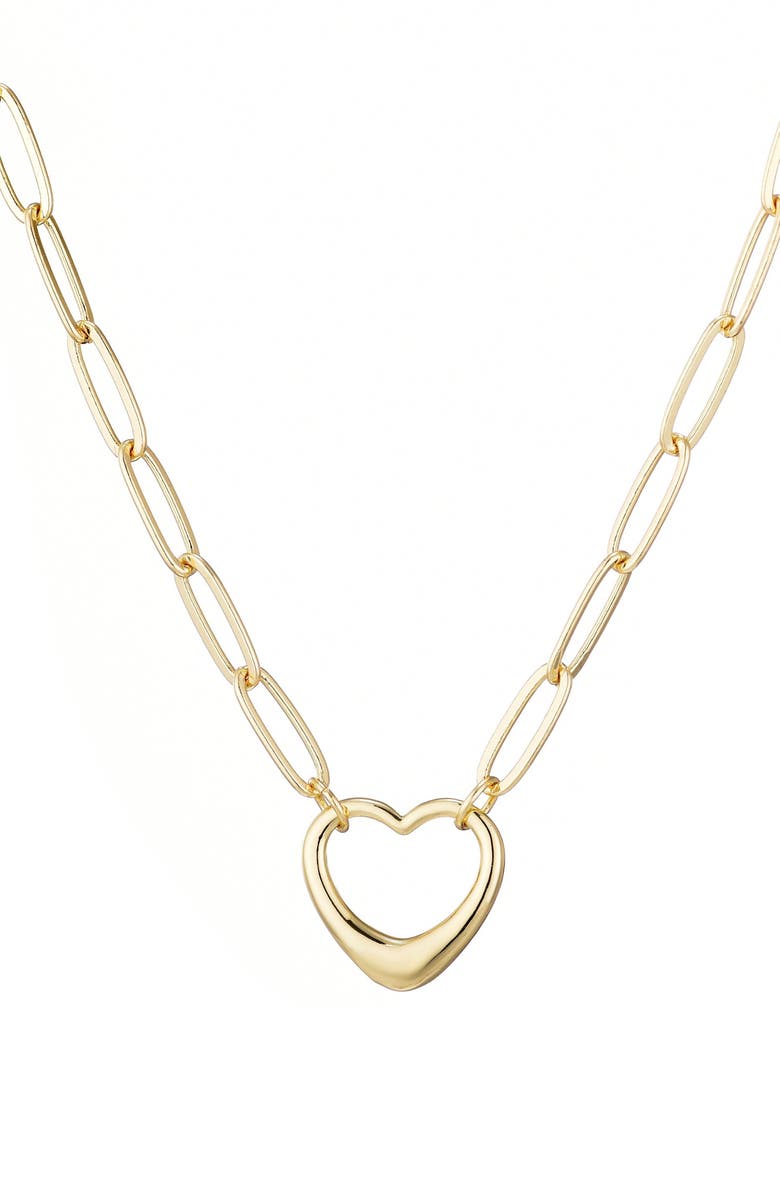 Adornia Paperclip Chain Heart Pendant Necklace, Main, color, Gold
