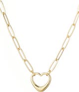 Adornia Paperclip Chain Heart Pendant Necklace
