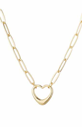 Adornia Paperclip Chain Heart Pendant Necklace