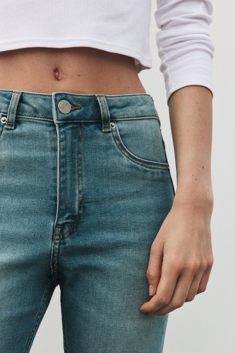 Flared High Waist Jeans, Alternate, color, Light denim blue