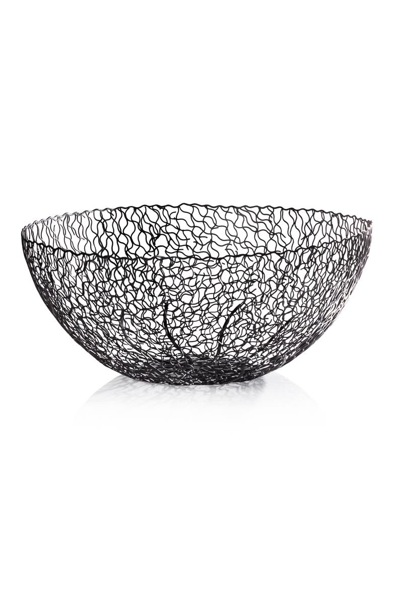 Seaflower Decorative Bowl, Main, color, BLACK