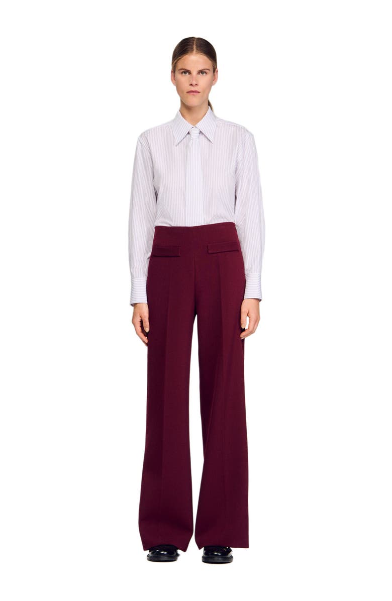 SANDRO Wide-leg trousers, Alternate, color, Bordeaux