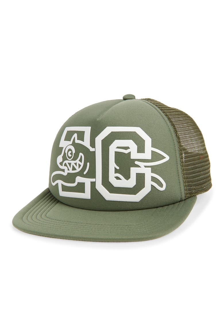 Eye See Snapback Trucker Hat, Main, color, BRONZE GREEN