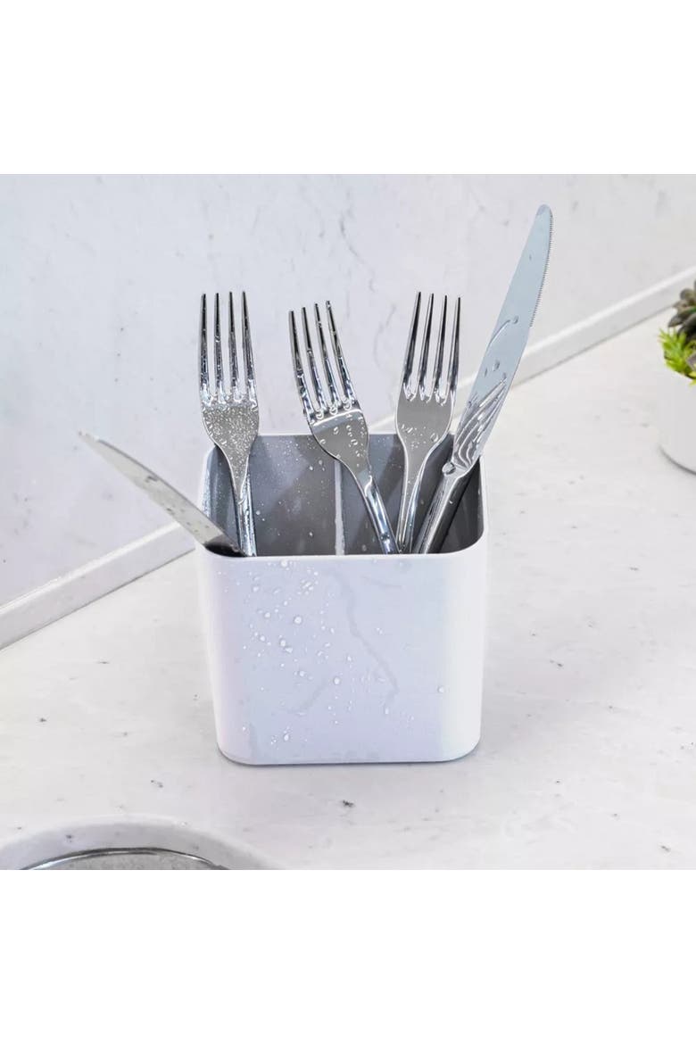 Durable Scratch Resistant Nonslip Utensil Holder with Removable Divider, Alternate, color, White