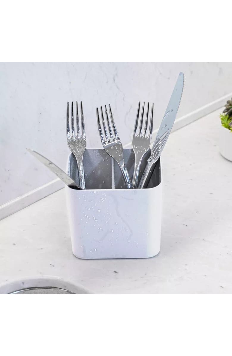 OU Durable Scratch Resistant Nonslip Utensil Holder with Removable Divider, Alternate, color, White