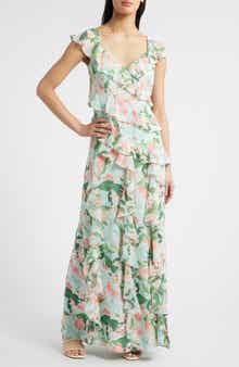 Eliza J Floral Ruffle Maxi Dress