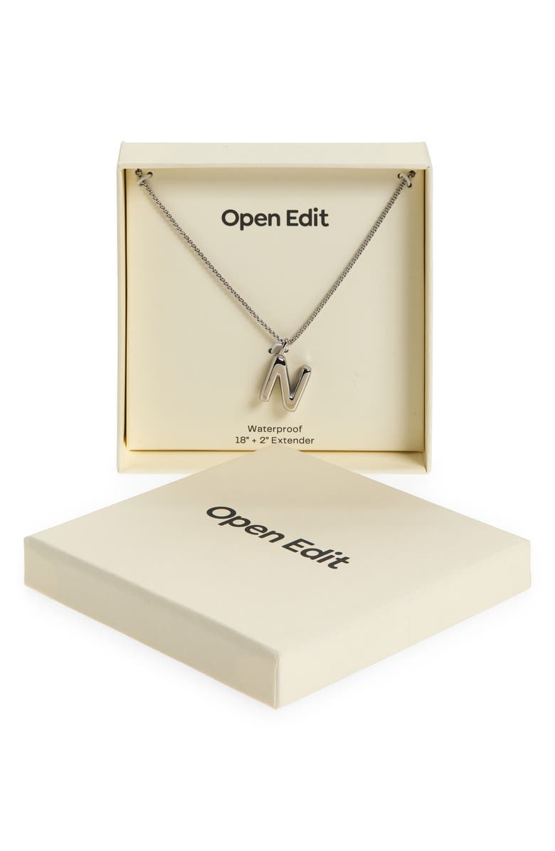 Open Edit Waterproof Bubble Initial Pendant Necklace, Main, color, N- Silver