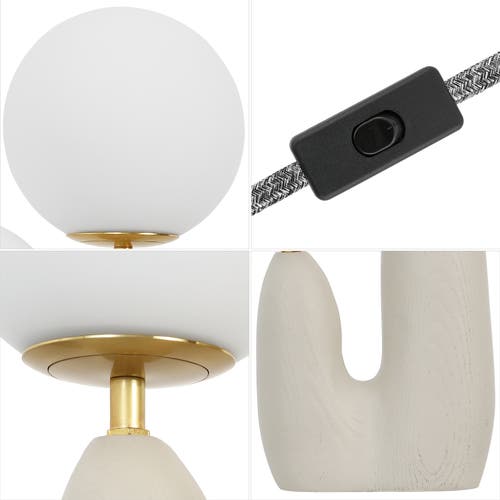 Jonathan Y Oda 17.75" 2-light Modern Bohemian Resin/iron/frosted Glass Danish Cactus Led Table Lamp In Almond/brass Gold