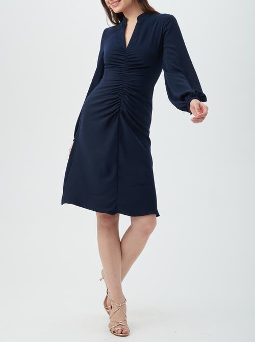 Trina Turk Lora Split Neck Dress In Indigo In Indigo