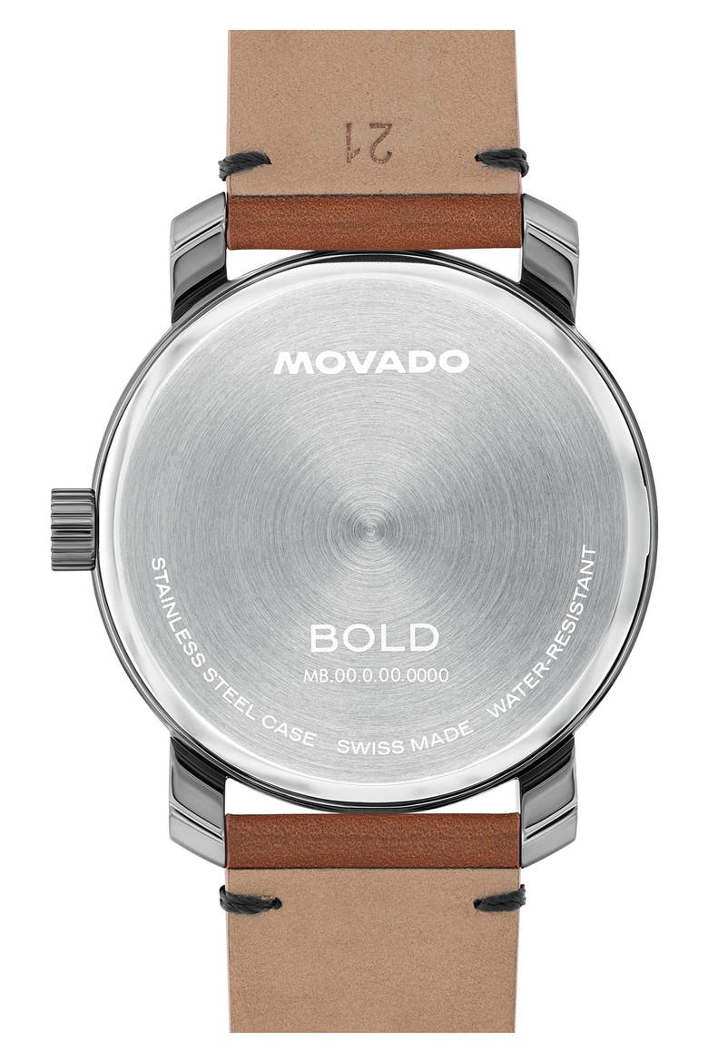 Bold Access Leather Strap Watch, 41mm, Alternate, color, GRAY DIAL