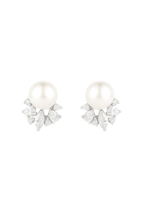 Alma Crystal And Pearl Studs