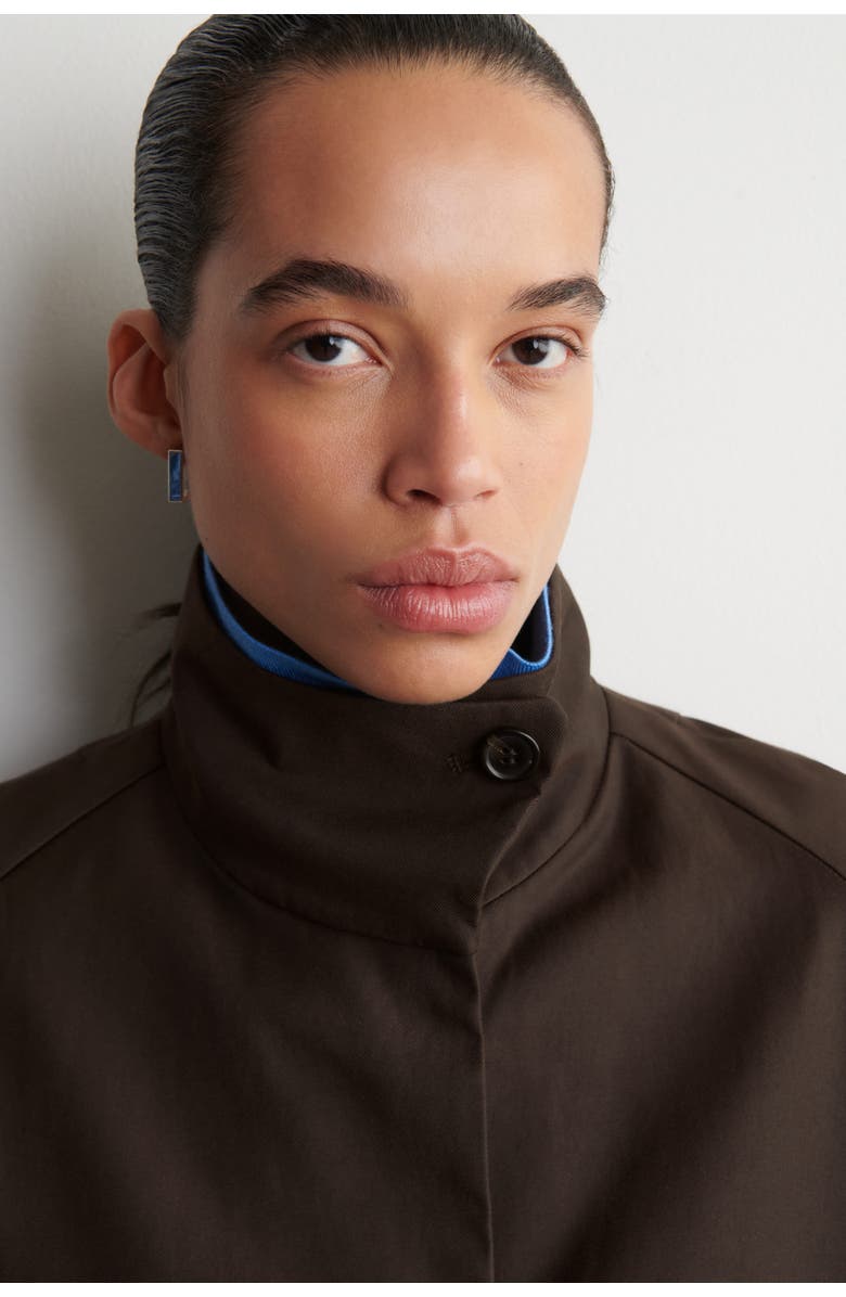 COS Oversized Mock-Neck Coat, Alternate, color, Dark Brown