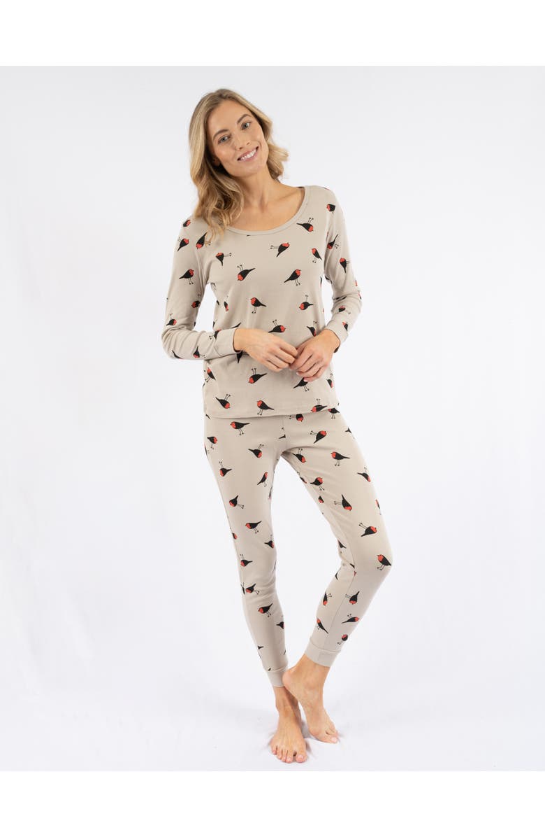 Leveret Women's Cotton Matching Family Pajamas, Wild Canvas Prints, Alternate, color, Birds