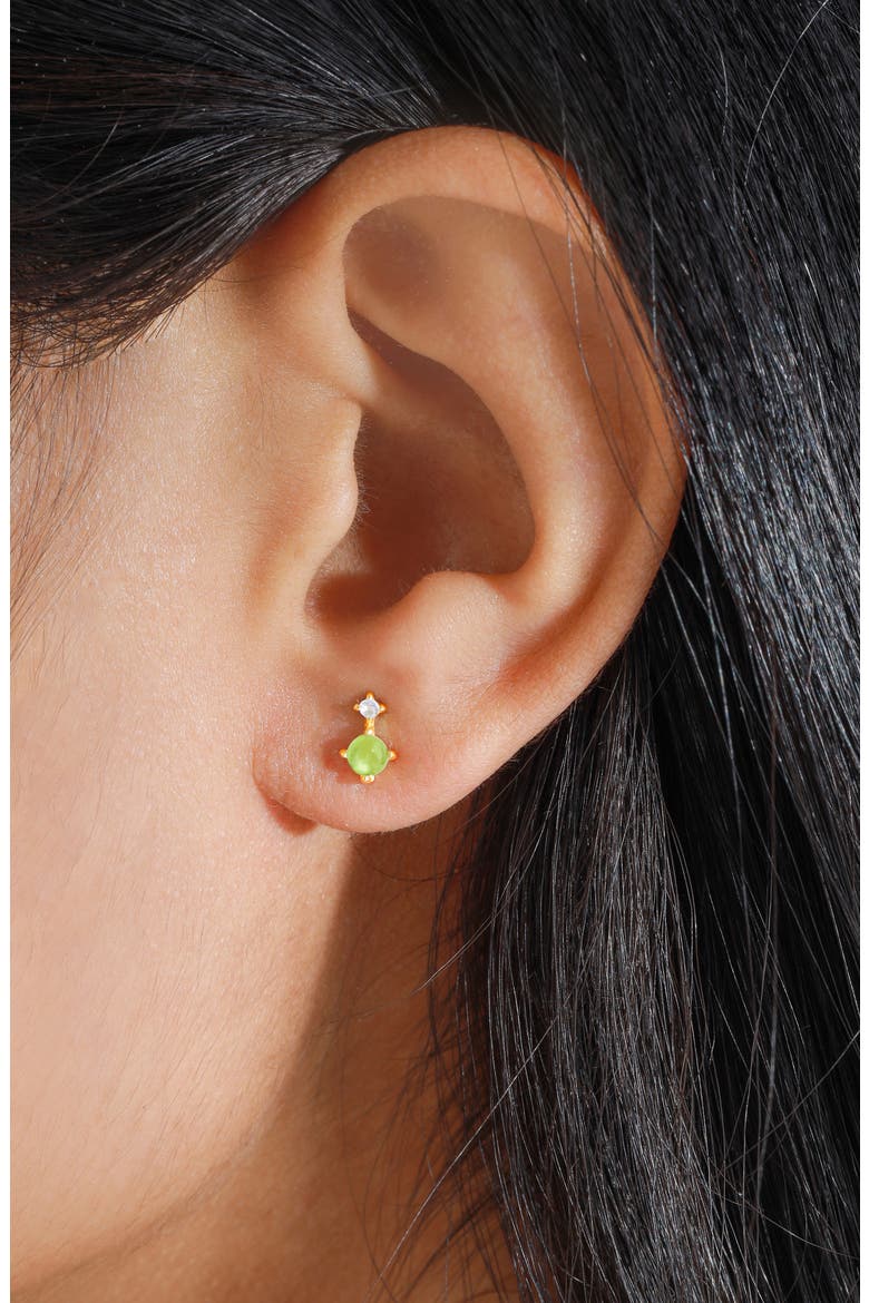 Emerald & White Topaz Double Drop Earrings, Alternate, color, LIGHT GREEN