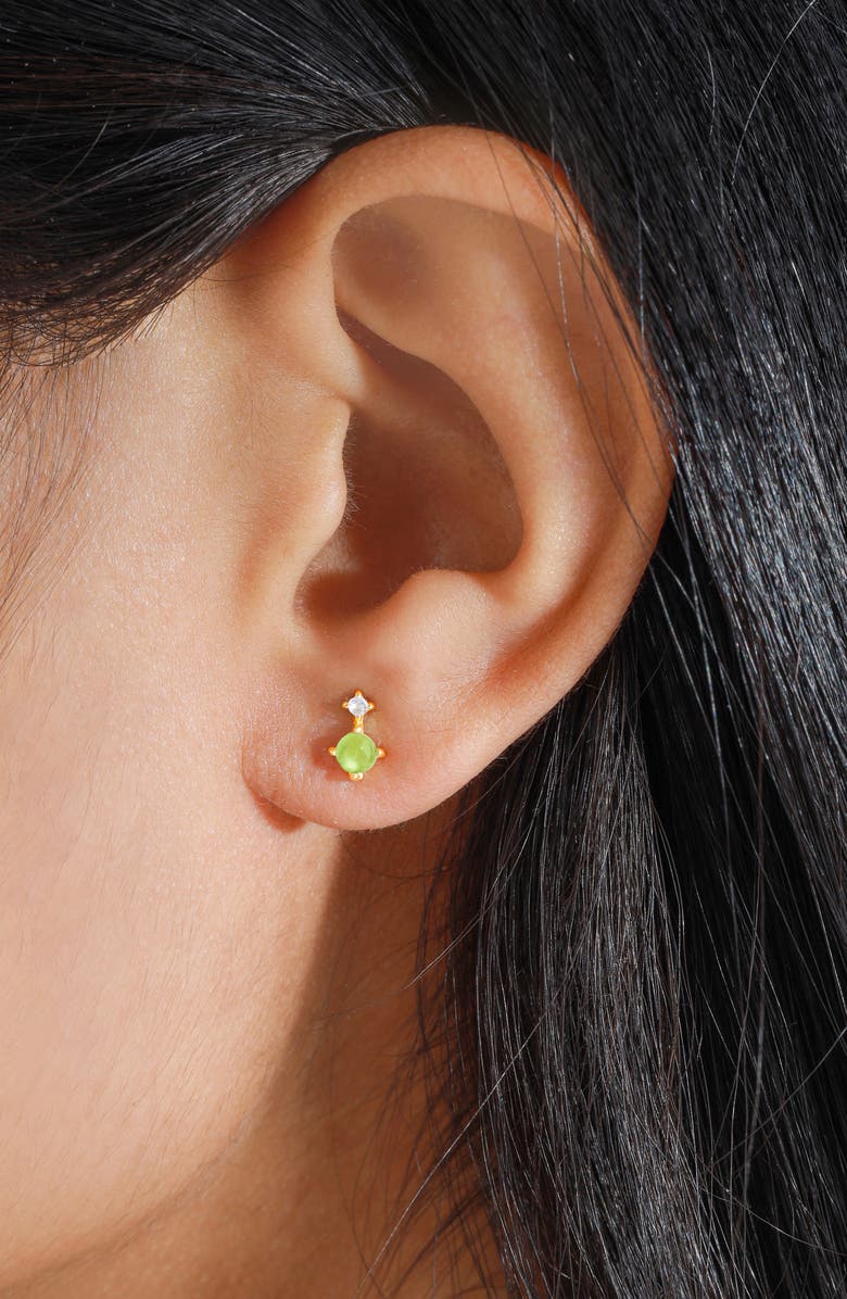 YS GEMS Emerald & White Topaz Double Drop Earrings, Alternate, color, Light Green