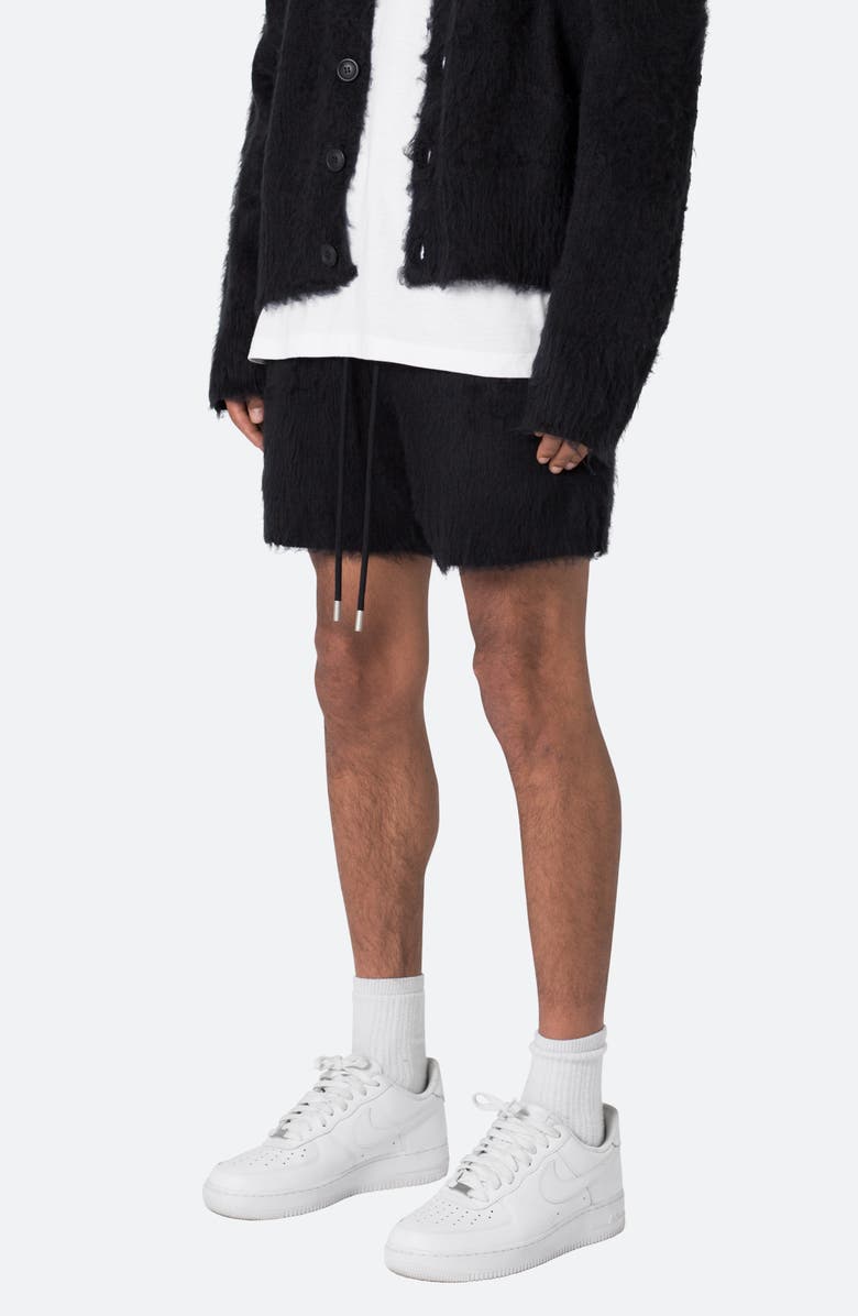 mnml Fuzzy Sweat Shorts, Alternate, color, Black