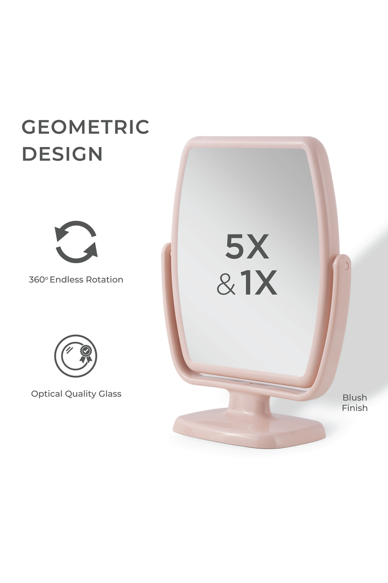 Geo Makeup Mirror with Magnification, Alternate, color, Black