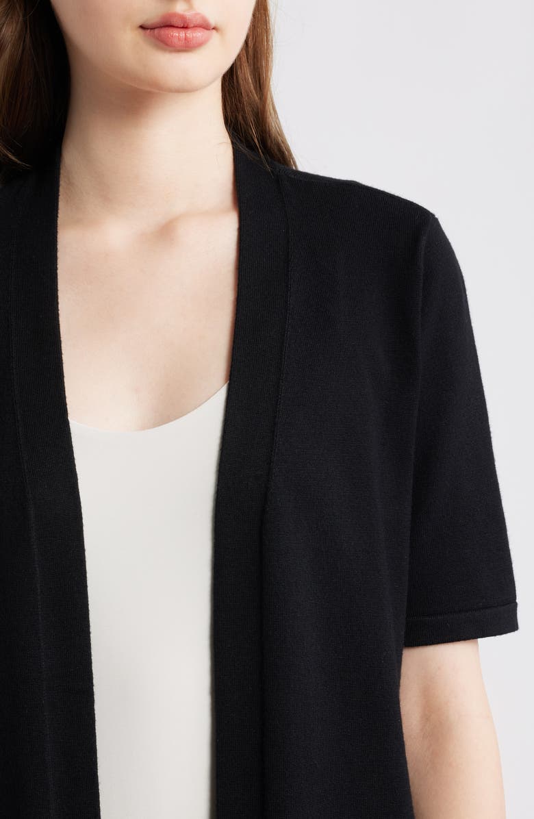 AK ANNE KLEIN Newport Open Cardigan, Alternate, color, Anne Black