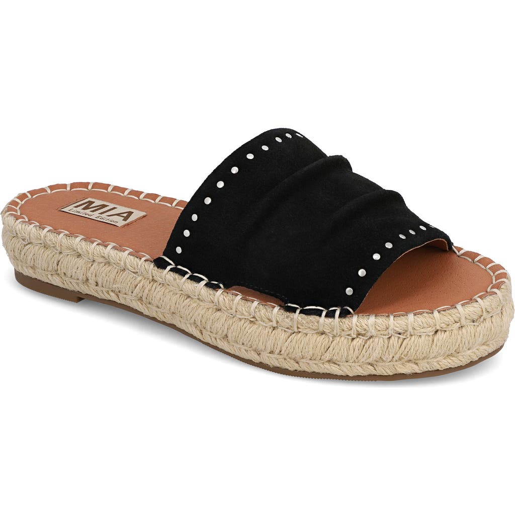 Mia Dahya Espadrille Platform Slide Sandal In Black