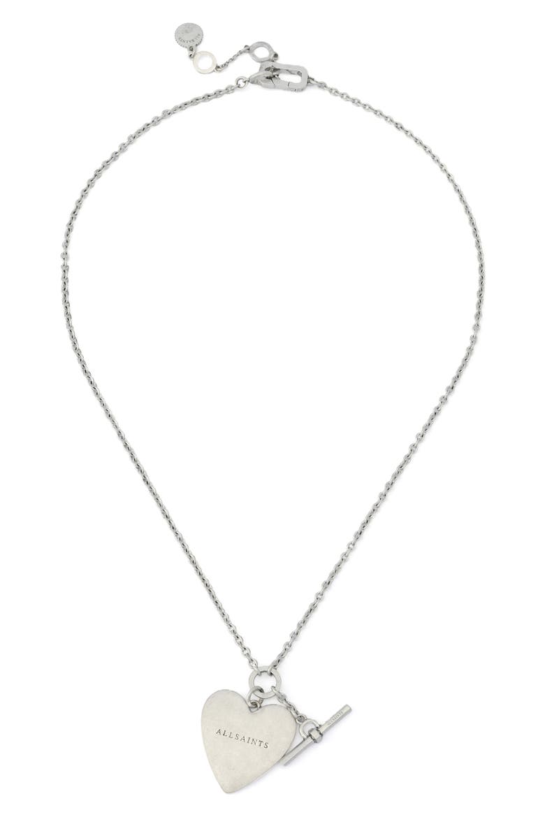 Heart Charm Chain Link Necklace, Main, color, WARM SILVER