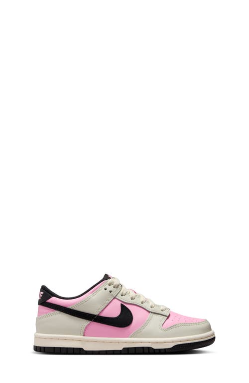 Nike Kids' Dunk Low Basketball Sneaker In Pink Rise/black/light Brown