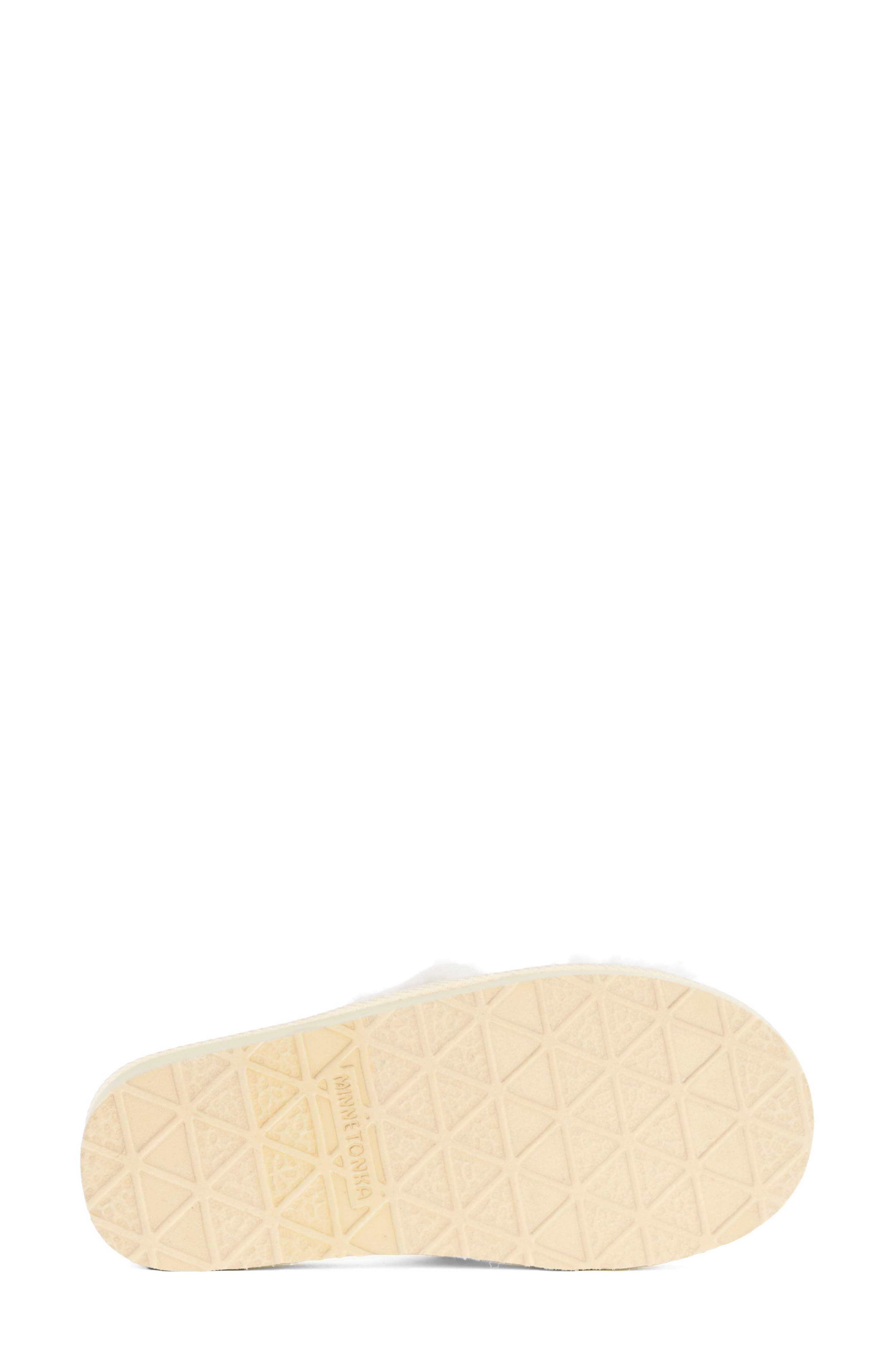 Teddy Faux Fur Two Band Slipper, Alternate, color, CREAM