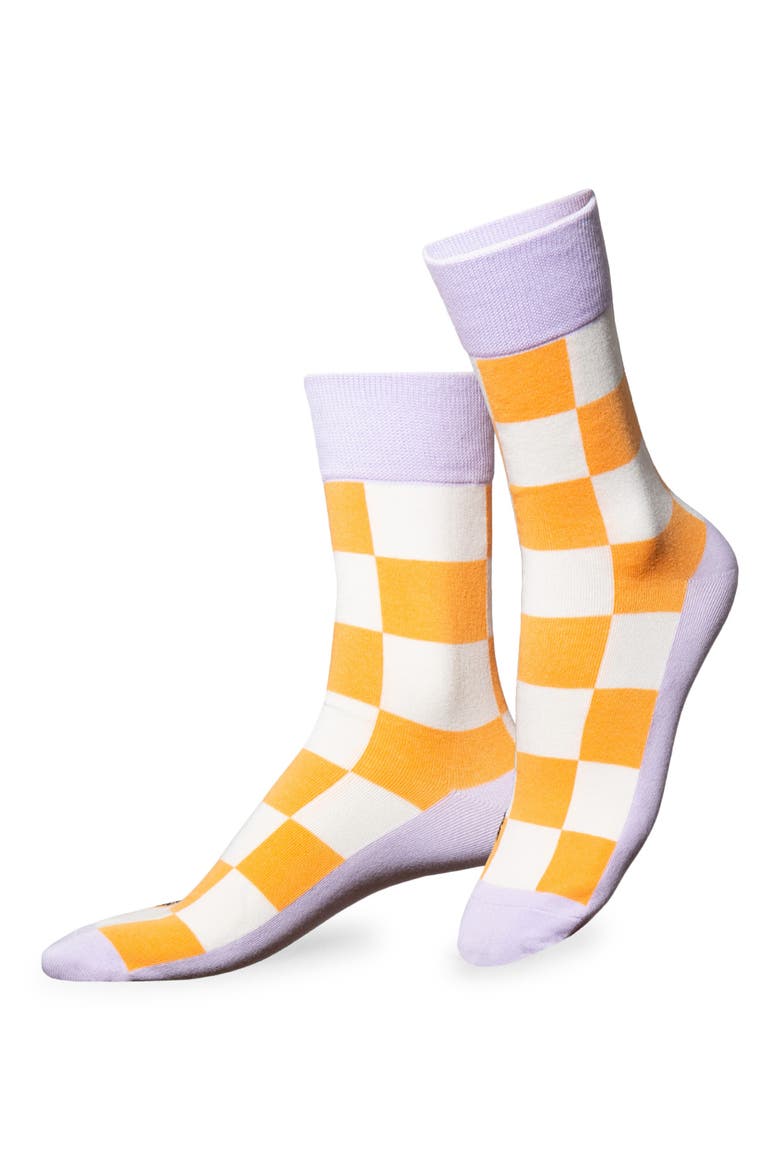 Fanzy 3D Crew Socks, Main, color, MULTICOLOR ORANGE