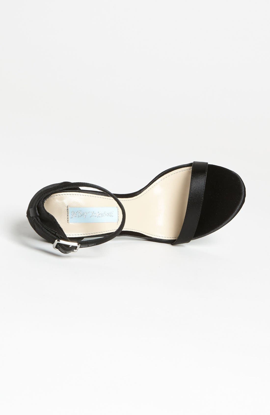 Blue by Betsey Johnson 'Bells' Sandal, Alternate, color, BLACK SATIN