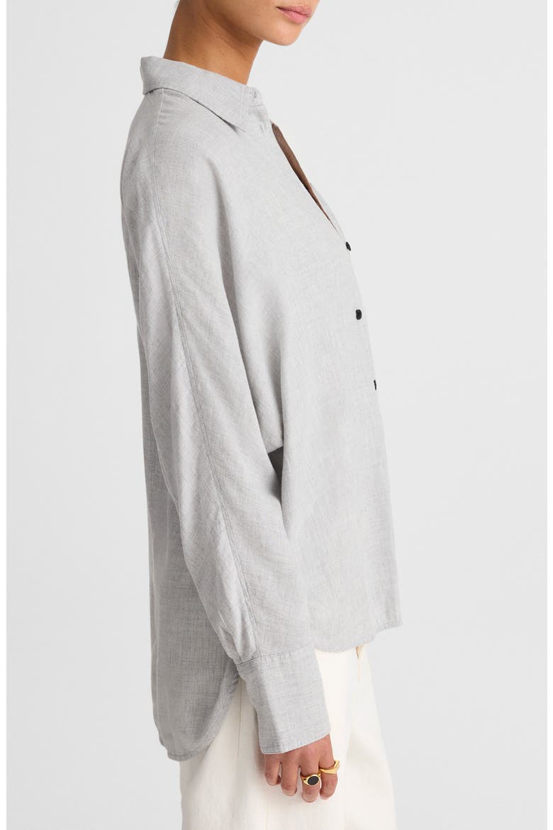 Heathered Flannel Dolman Sleeve Button-Up Shirt, Alternate, color, HEATHER GREY
