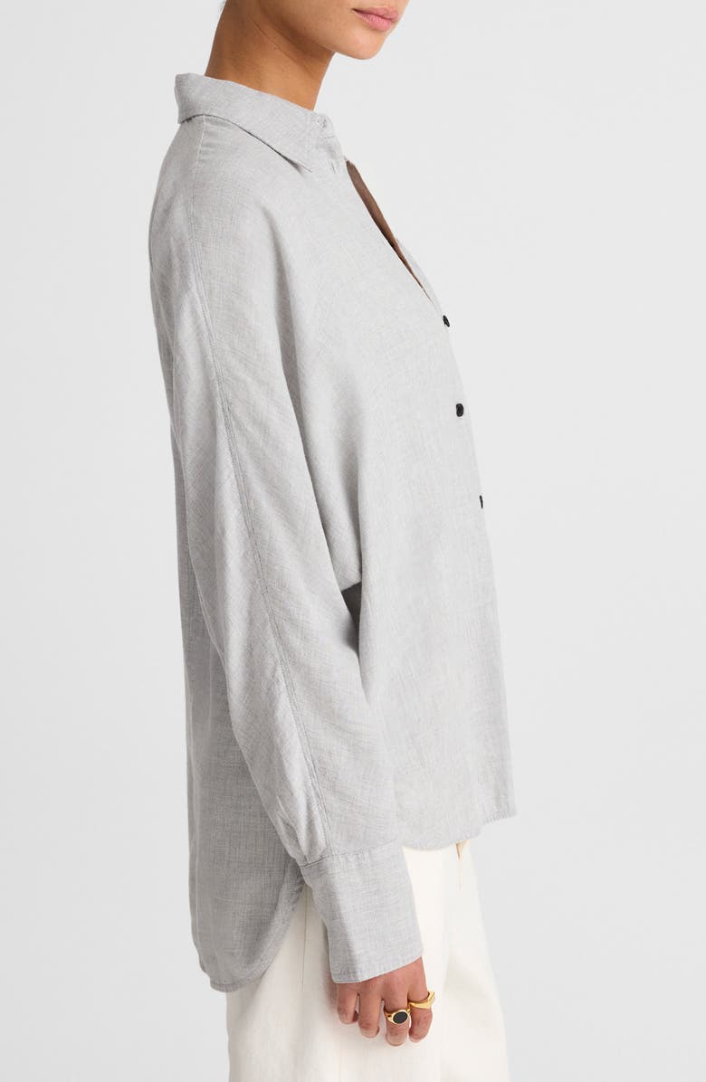 Madewell Heathered Flannel Dolman Sleeve Button-Up Shirt, Alternate, color, Heather Grey